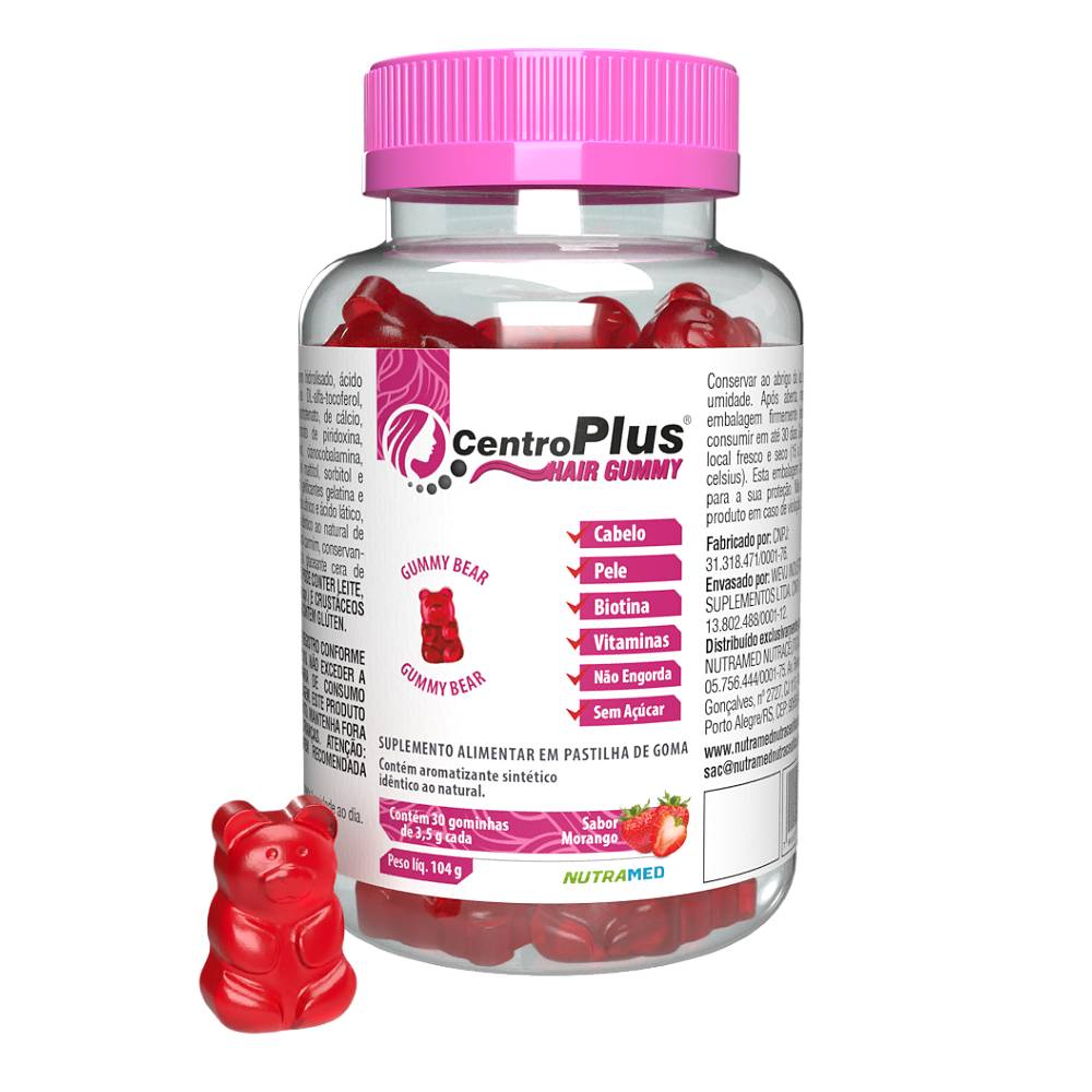 Centroplus Hair Gummy Nutramed 30 gomas
