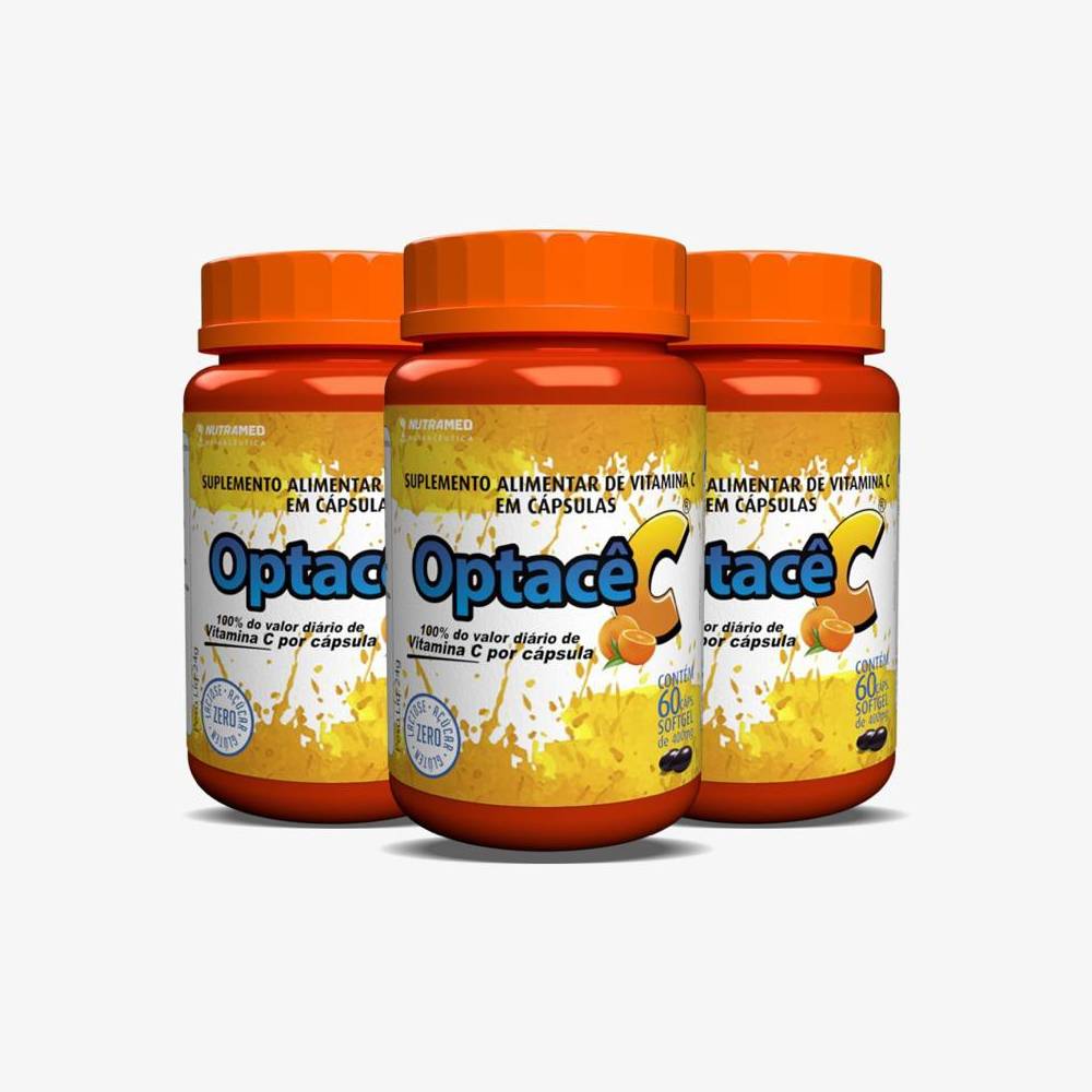 Kit 3 Unidades Optacê C Vitamina C Nutramed 60 Cápsulas