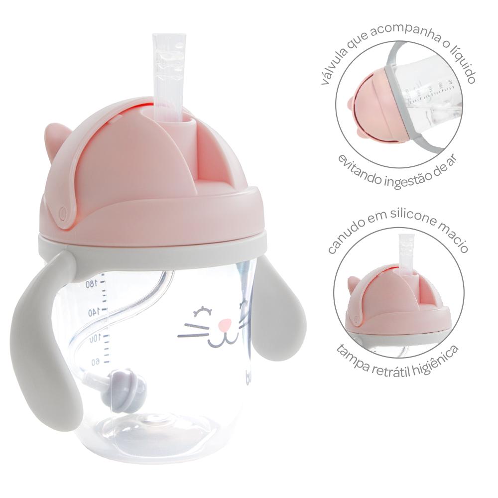 Copo com Alça Buba Gatinho Rosa 220ml