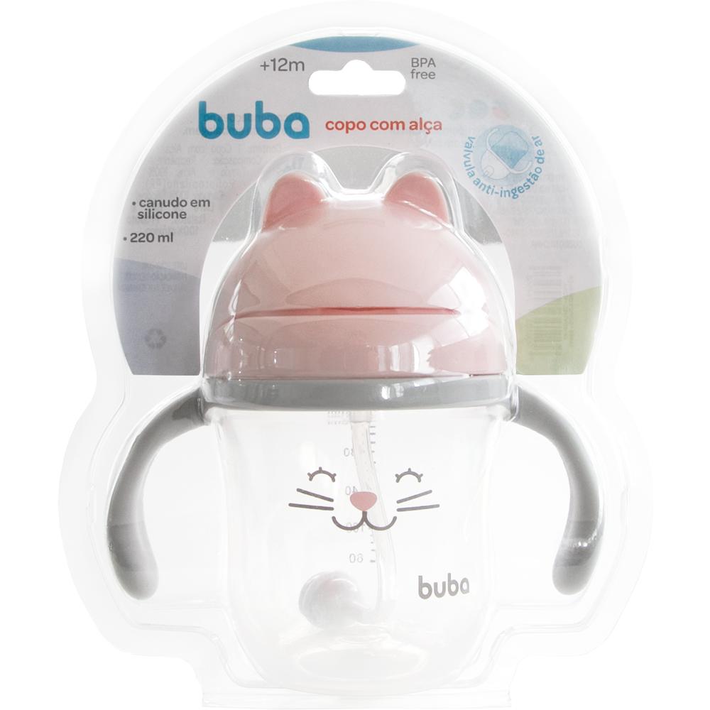 Copo com Alça Buba Gatinho Rosa 220ml
