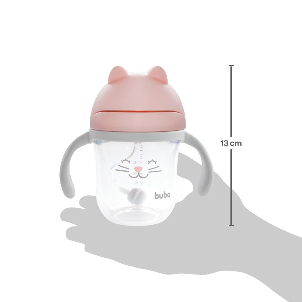 Copo com Alça Buba Gatinho Rosa 220ml