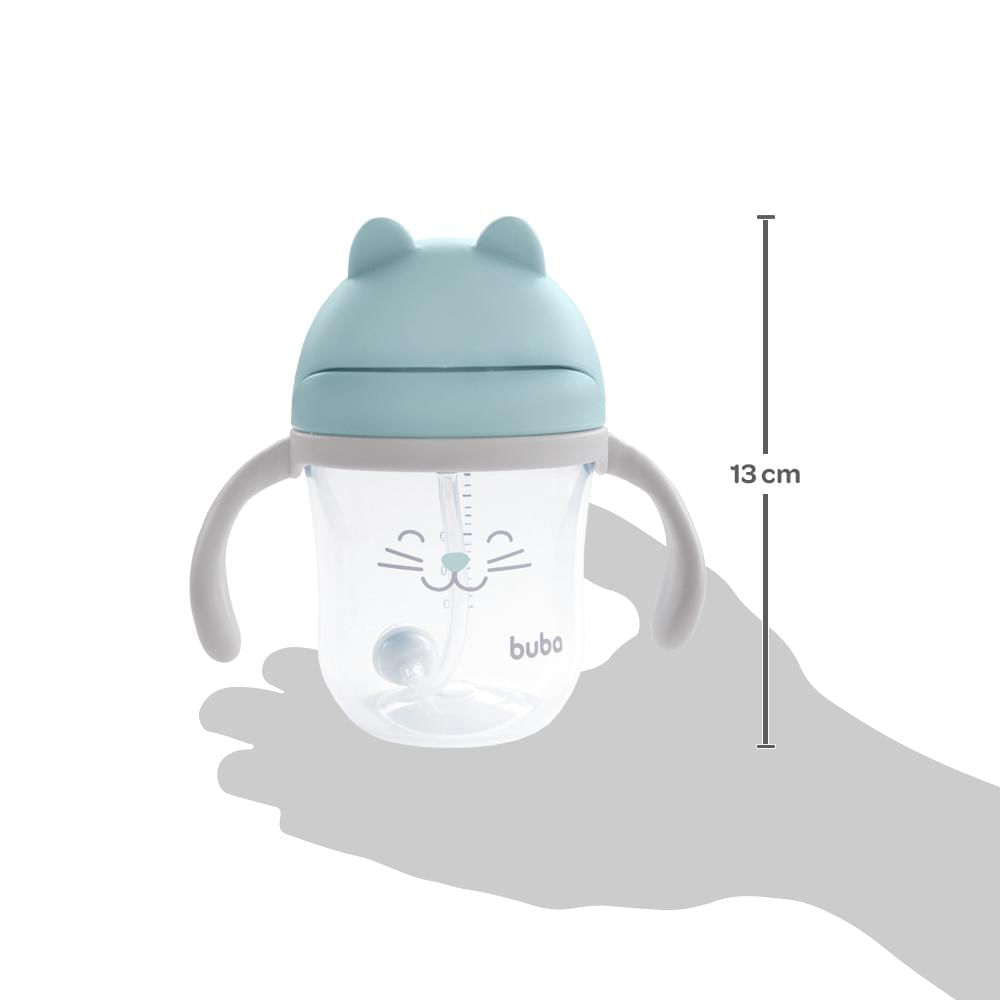 Copo com Alça Buba Gatinho Azul 200ml