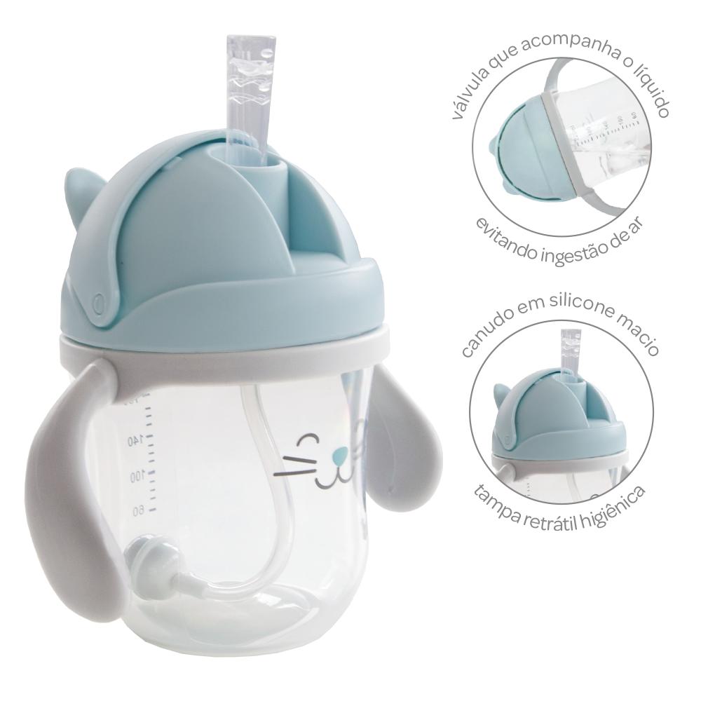 Copo com Alça Buba Gatinho Azul 200ml