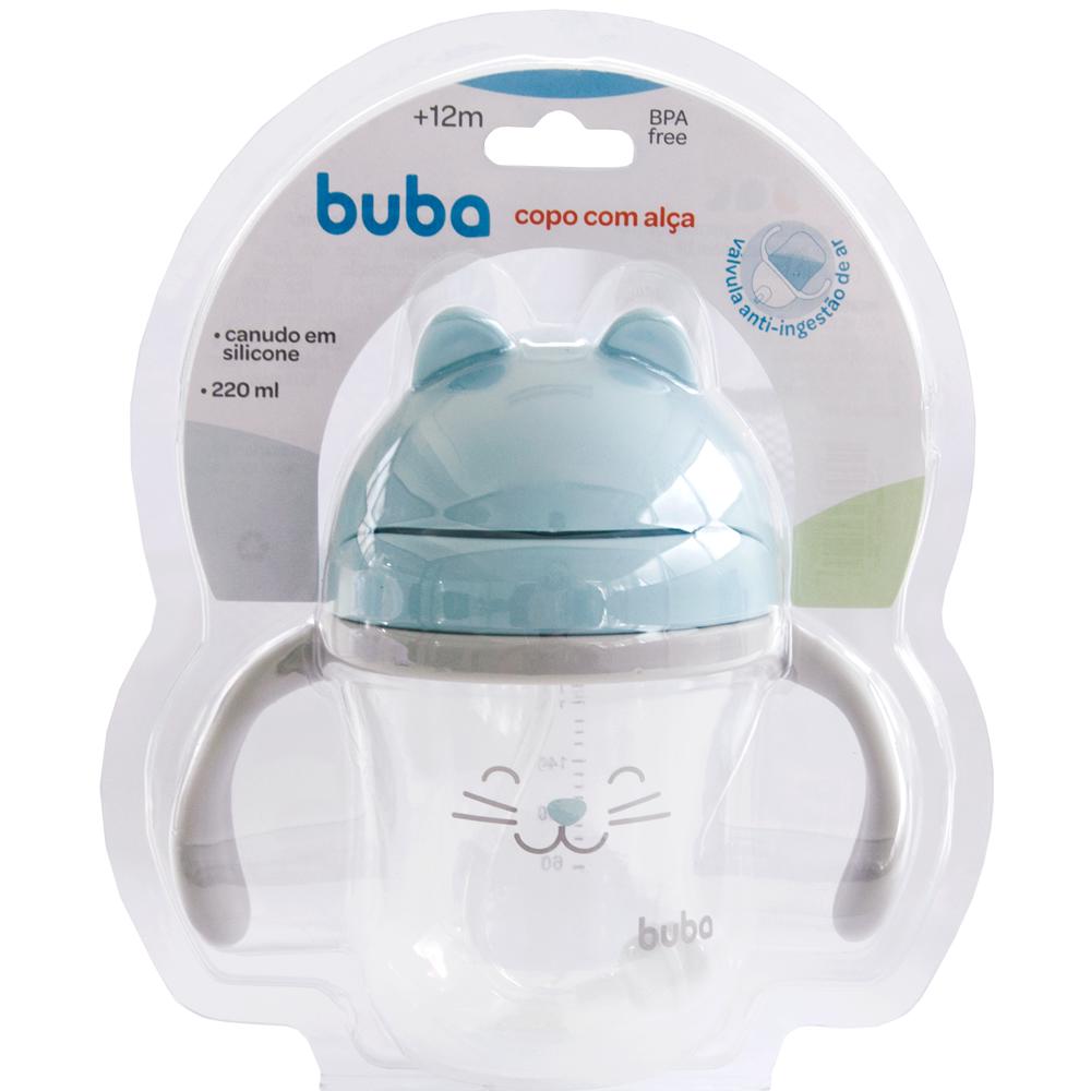 Copo com Alça Buba Gatinho Azul 200ml