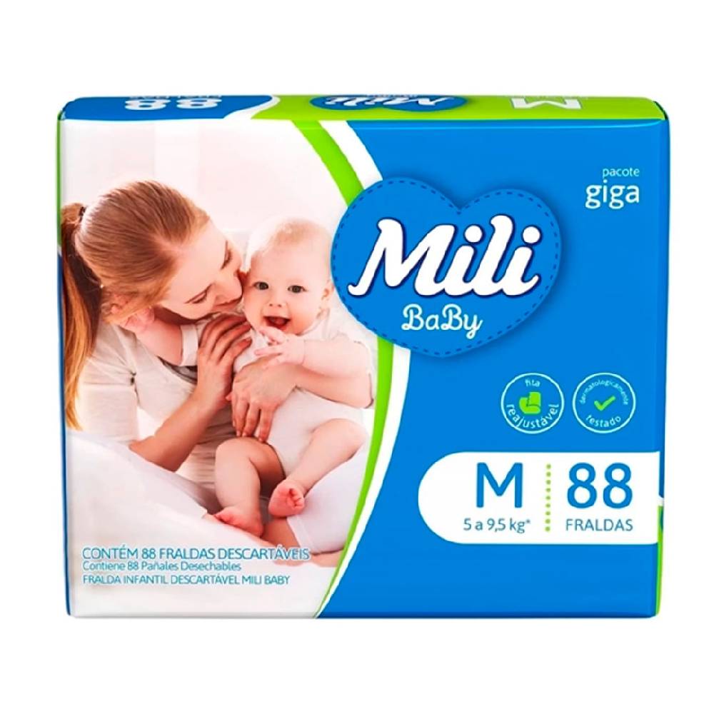 Fralda Descatável Mili Baby Giga M Com 88 Unidades