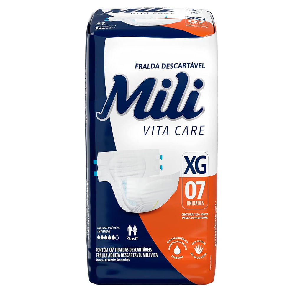 Fralda Geriátrica Mili Tamanho XG Com 7 Unidades