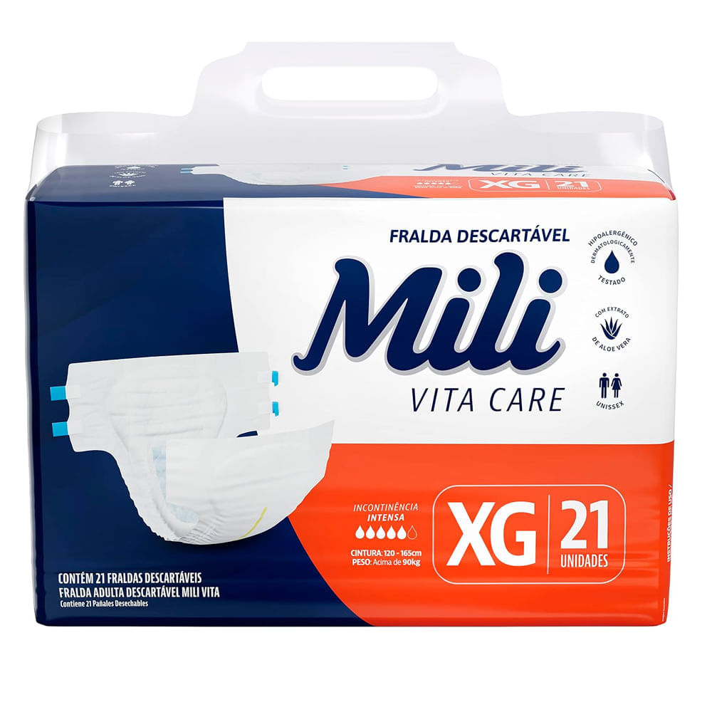 Fralda Geriátrica Mili Vita Mega XG Com 21 Unidades