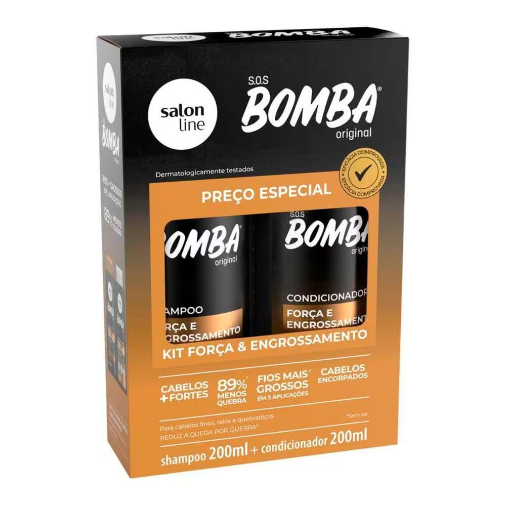 Kit Shampoo e Condicionador SOS Bomba Força E Engrossamento 200ml