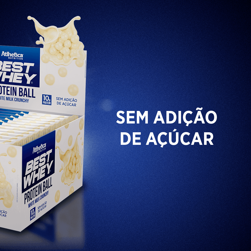 Snack Best Whey Protein Ball White Milk Crunchy Atlhetica Nutrition 12 Sachês de 50g