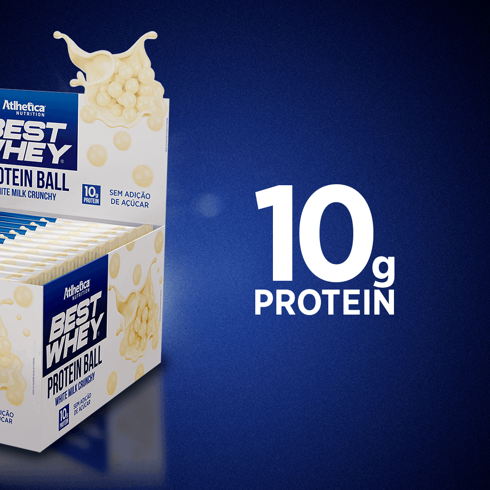 Snack Best Whey Protein Ball White Milk Crunchy Atlhetica Nutrition 12 Sachês de 50g