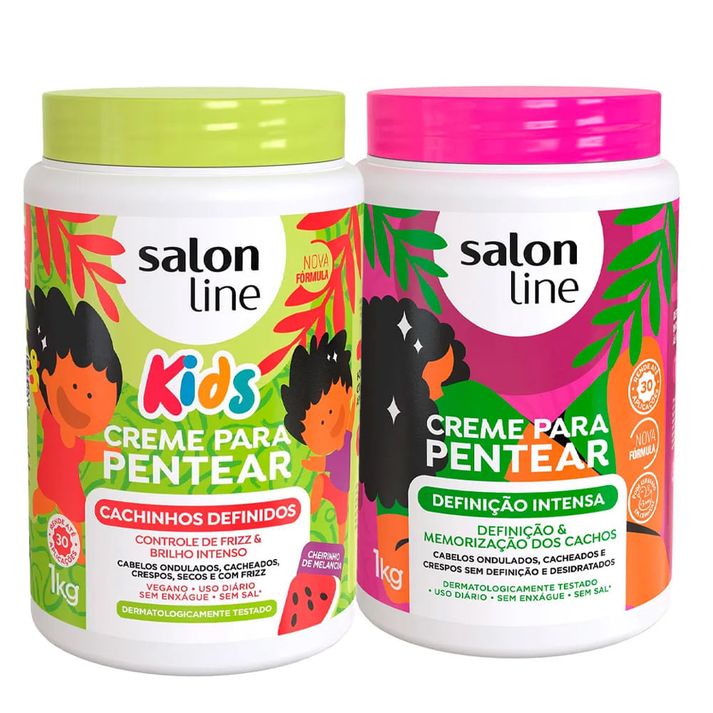 kit Salon Line Creme De Pentear Cachinhos e Creme De Penetar Definição Intensa 1Kg