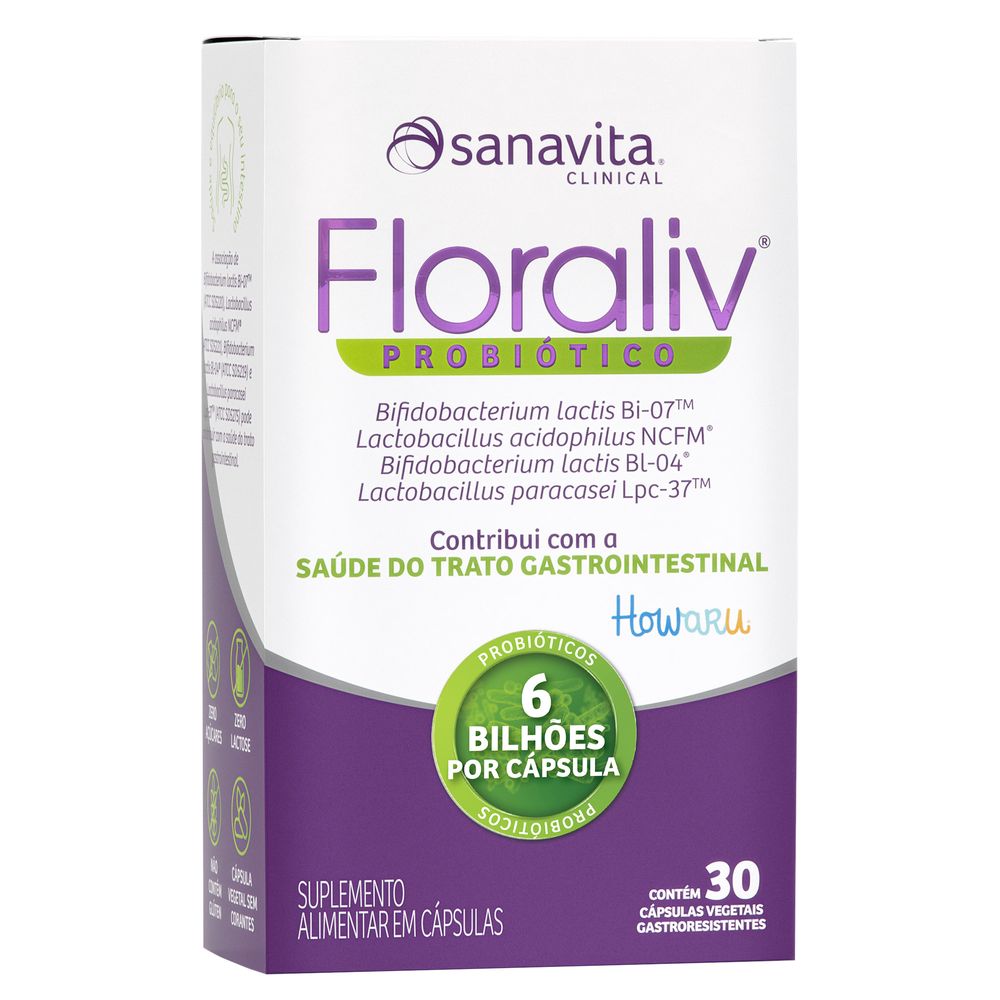 Floraliv Probiótico Sanavita 30 Cápsulas Vegetais