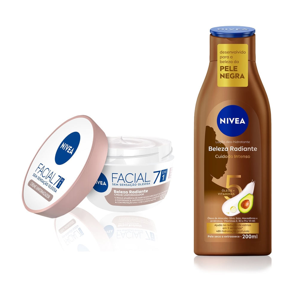 Kit Loção Hidratante Beleza Radiante 200ml + Hidratante Facial Beleza Radiante 7 em 1 - 100g