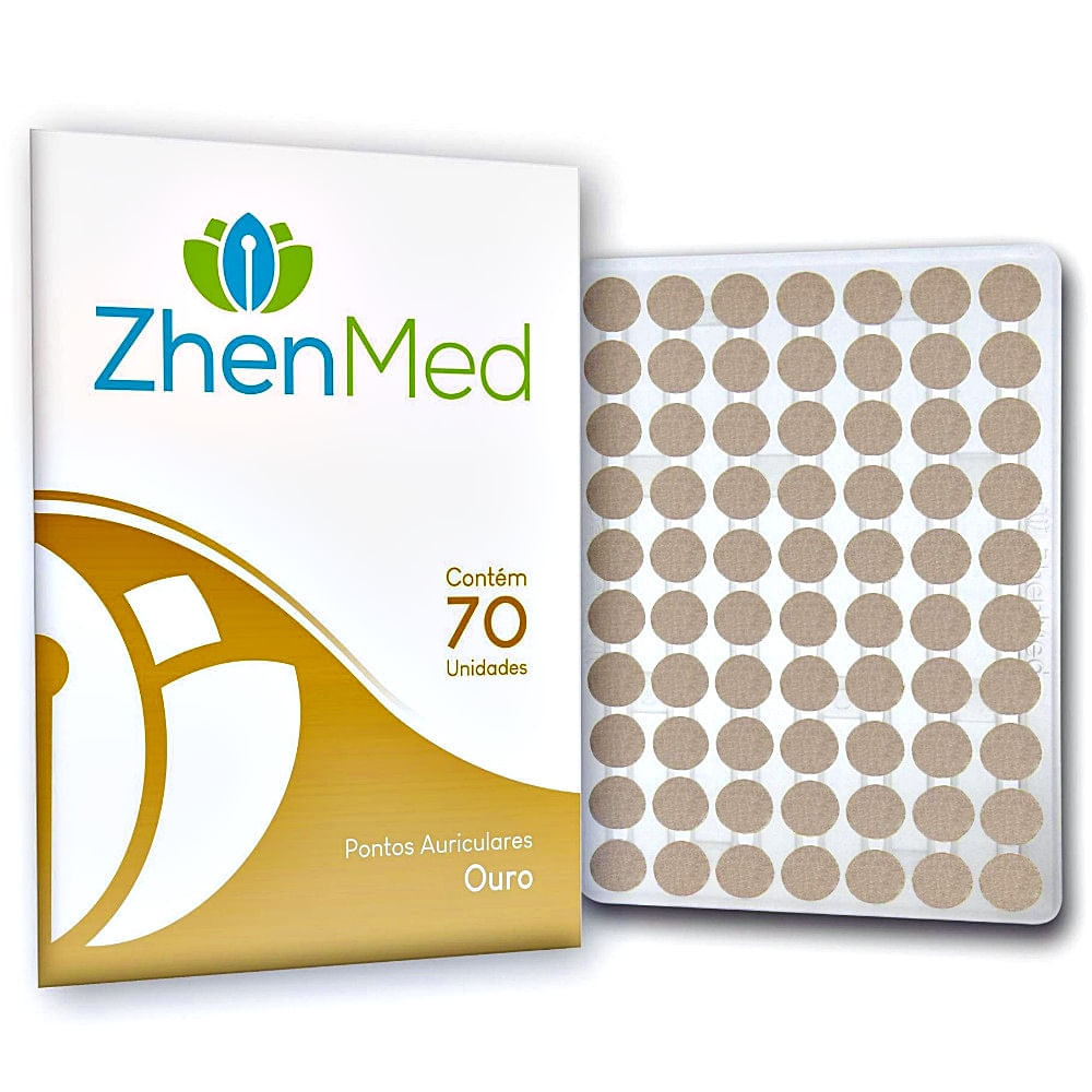 Placa Acupuntura Esparadrapo Zhenmed Cor Ouro Pacote Com 70 Unidades