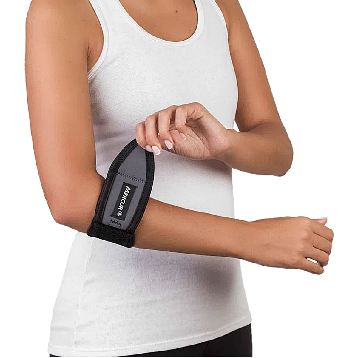 Munhequeira Cotoveleira para Tennis Elbow Mercur Tamanho P e M Cor Cinza