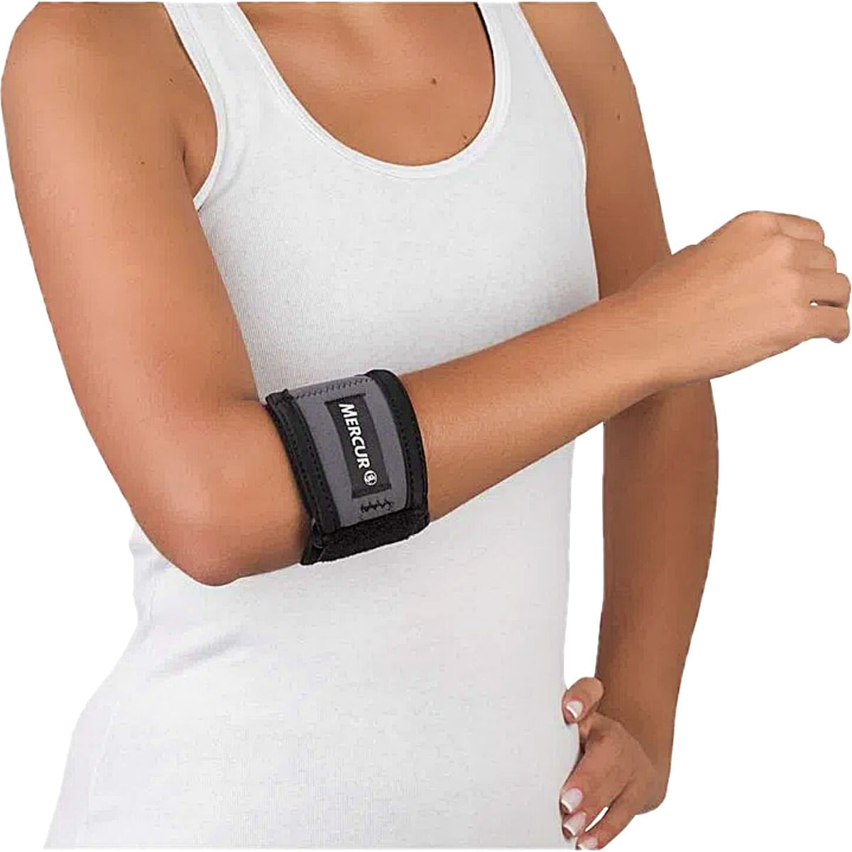 Munhequeira Cotoveleira para Tennis Elbow Mercur Tamanho P e M Cor Cinza