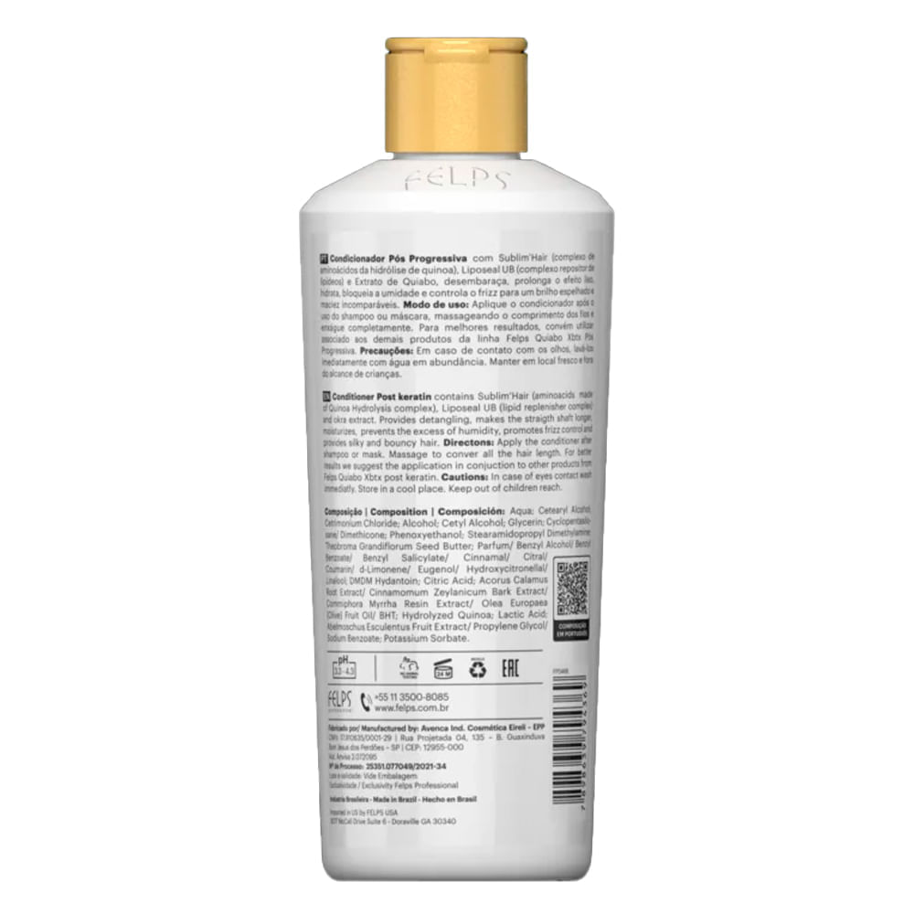 Condicionador Felps Professional Quiabo XBTX Pós Progressiva 250ml