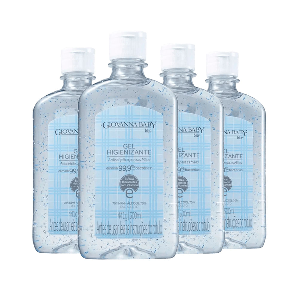 Kit Gel Higienizante Giovanna Baby Blue 500ml - 4 Unidades