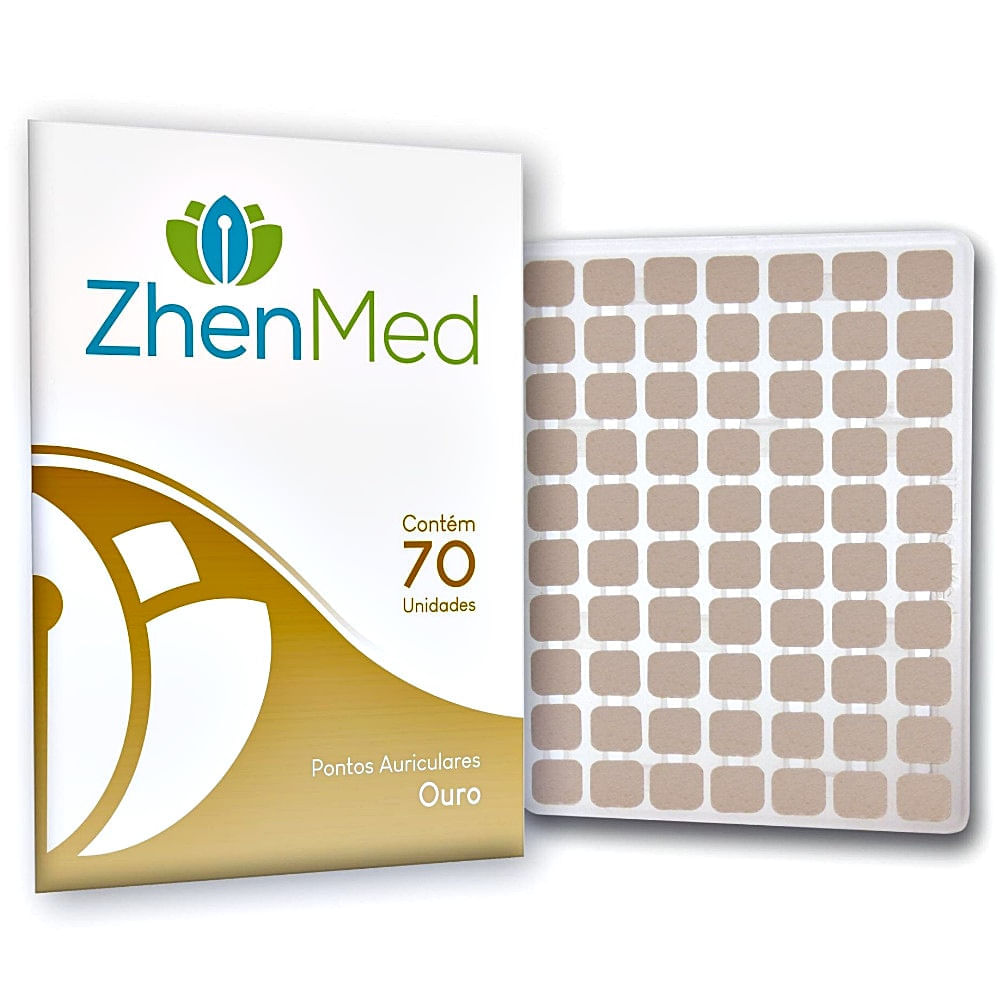 Placa Acupuntura Zhenmed Ouro Micropore Quadrado 70 Unidades