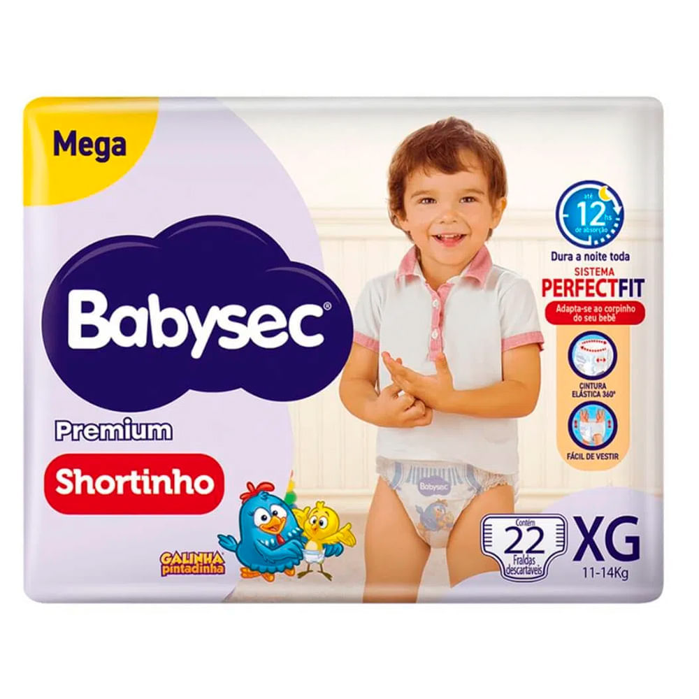 Fralda Descartável Babysec Shortinho Mega XG Com 22 Unidades