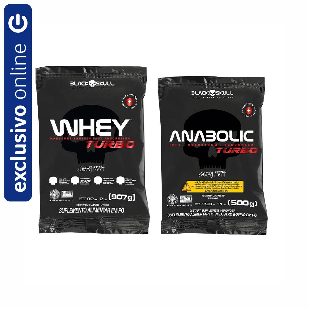 ANABOLIC COLOSTRO 500G  + WHEY TURBO BAUNILHA 907G BLACK SKULL N/A