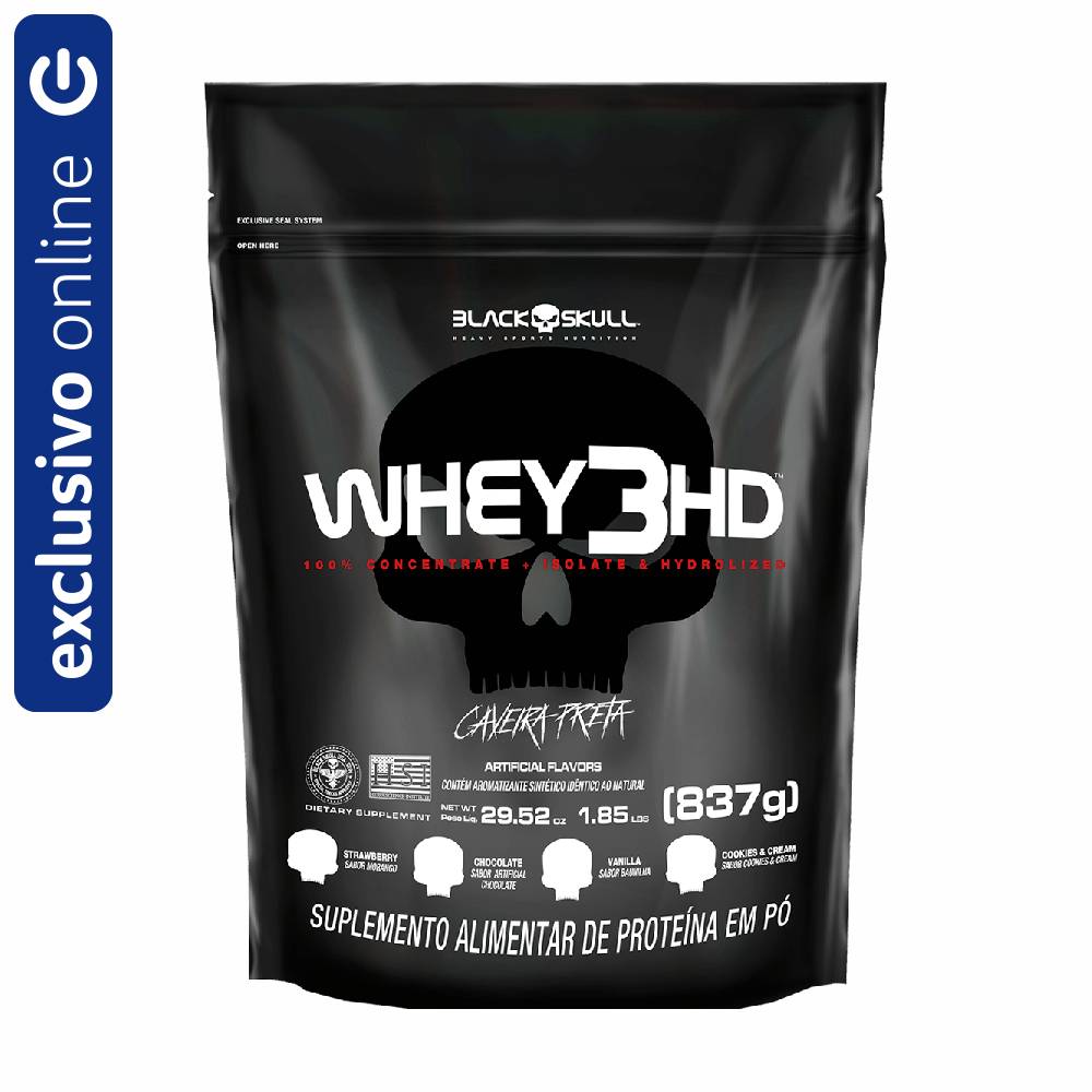 Whey 3hd Chocolate Black Skull Refil Wpc Wpi E Wph 837g N/a