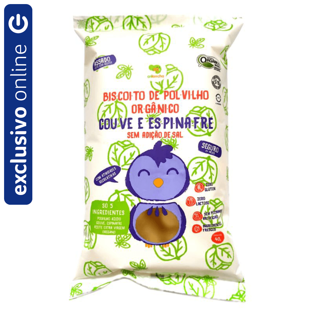 Biscoito Polvilho Org Couve Espinafre  Crilancha 40g
