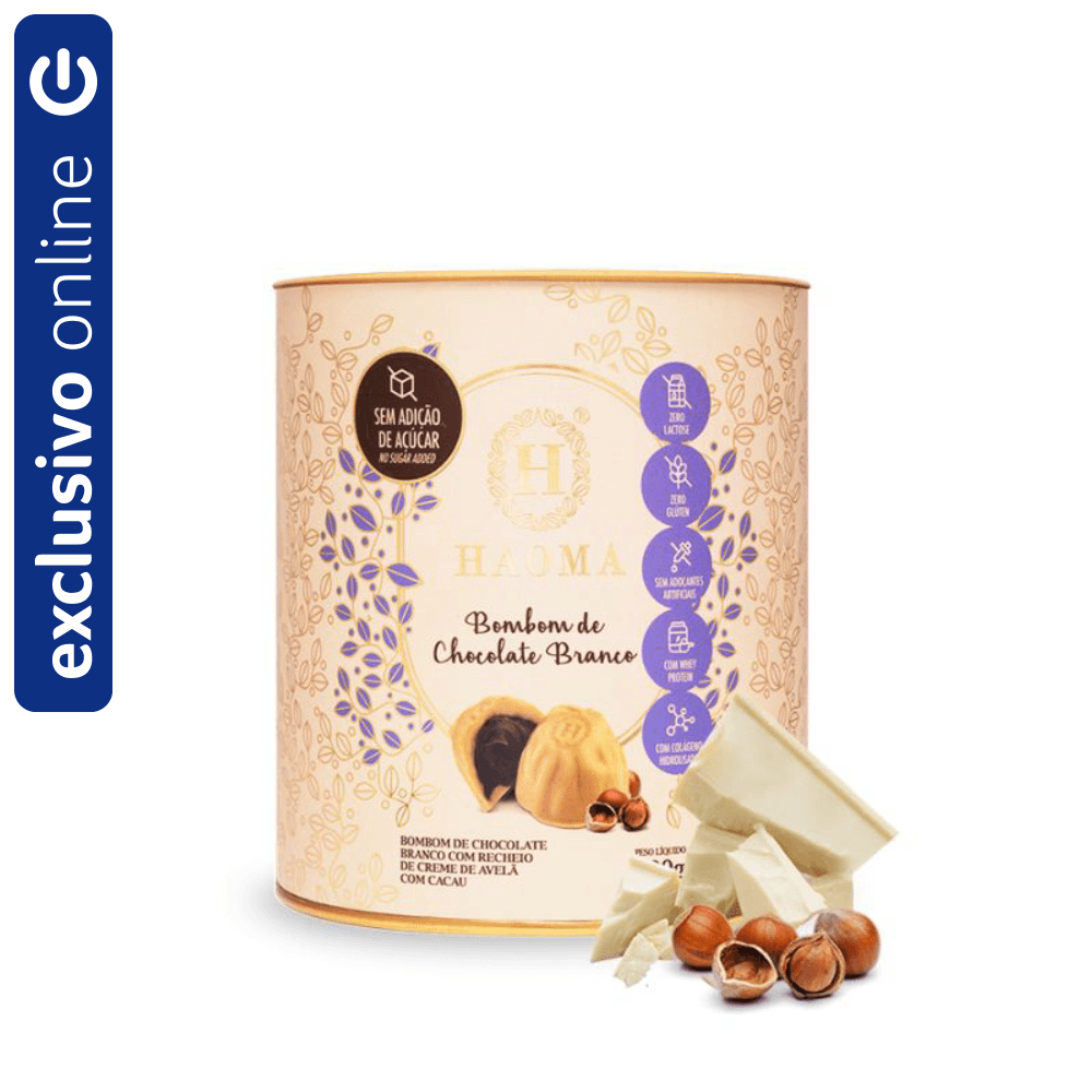 Bombom Choco Branco Avelã e Cacau Haoma 200g