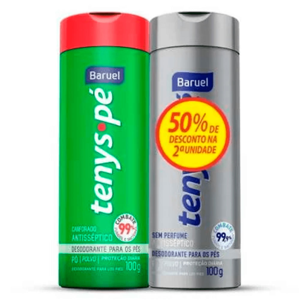 Kit Talco Tenys Pé Baruel Canforado + Sem Perfume 100g