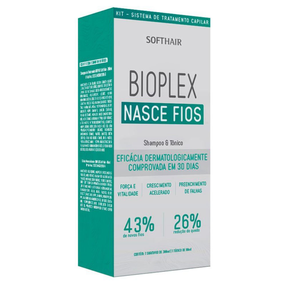 Kit Shampoo 300ml e Tônico 60ml Soft Hair Bioplex Nasce Fios