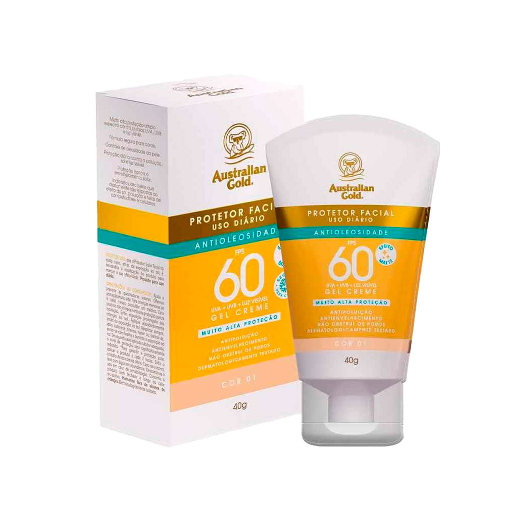 Protetor Solar Facial Australian Gold Fps60 Cor 01 40g
