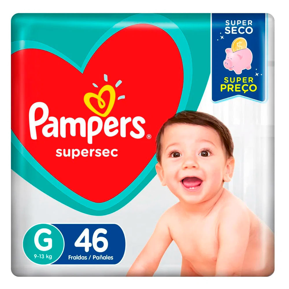 Fralda Pampers Supersec Hiper Tamanho G Pacote com 46 Unidades