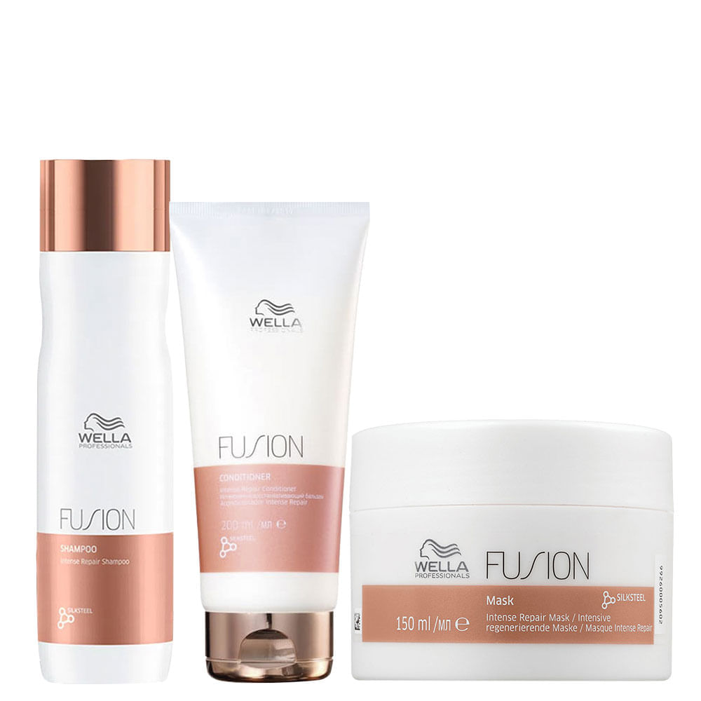 Kit Wella Professionals Fusion - Shampoo 250 Ml + Condicionador 200 Ml + Máscara 150 Ml