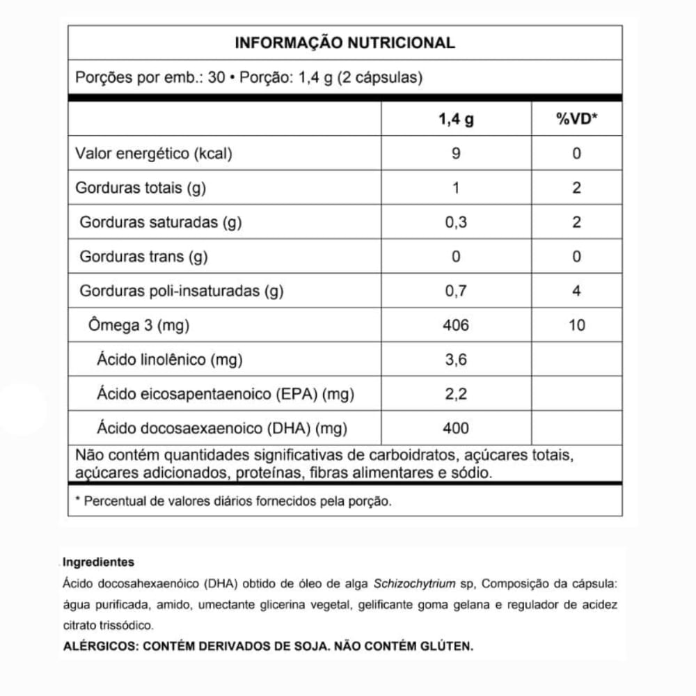 Suplemento Alimentar Omegafor Vegan Vitafor 60 Cápsulas