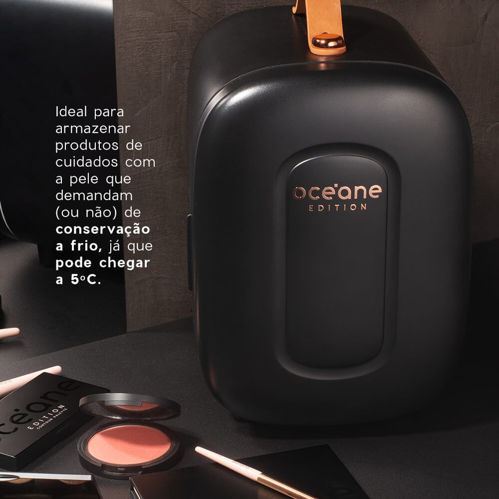 Mini Geladeira Preta Skincare Fridge Océane Edition 4l