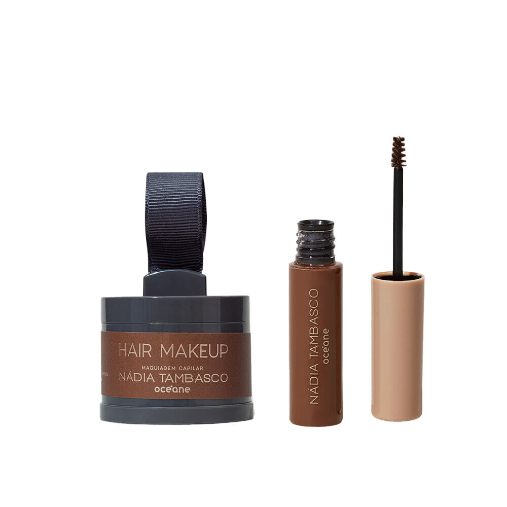 Kit Máscara De Sobrancelha Castanho + Maquiagem Capilar Nádia Tambasco By Océane 2 Produtos