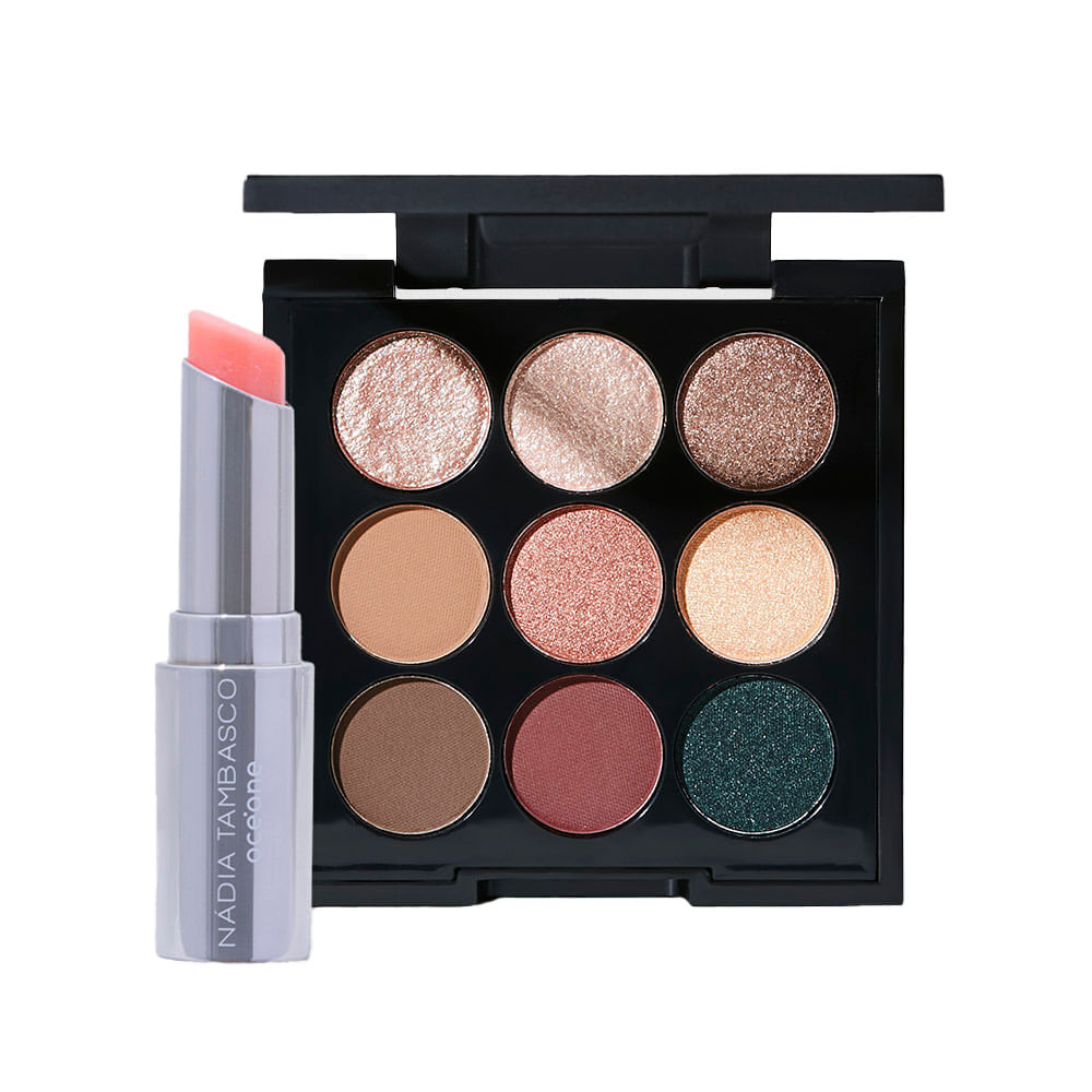 Kit Paleta De Sombras To Go Trendy + Revitalizador Labial Rosa Nádia Tambasco By Océane 2 Produtos