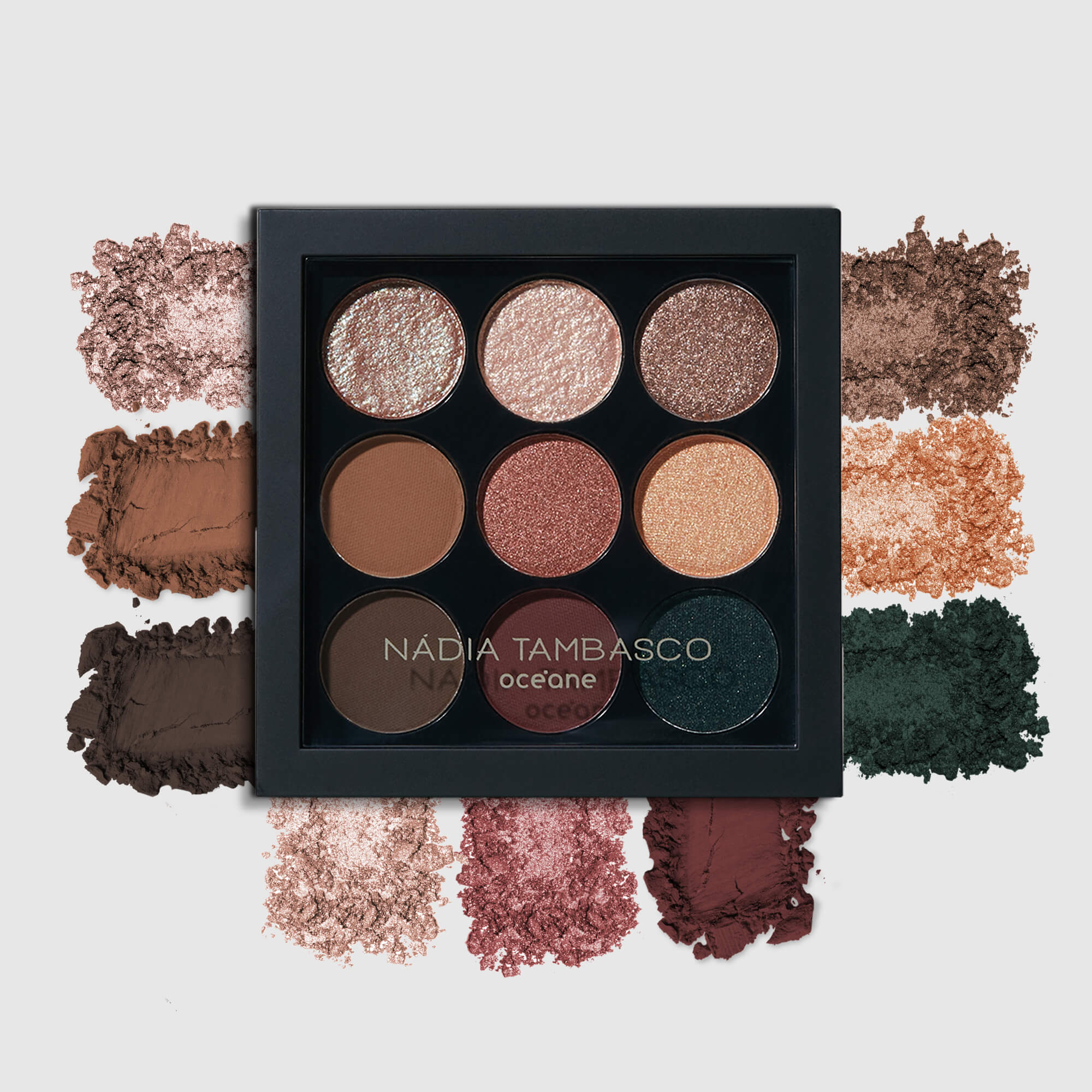 Kit Paleta de Sombras To Go Trendy + Revitalizador Labial Rosa Nádia Tambasco By Océane 2 Produtos