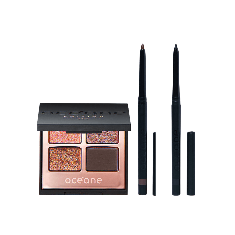 Kit Lápis de Olhos Marrom + Lápis de Olhos Preto + Paleta de Sombras Galaxy Océane Edition