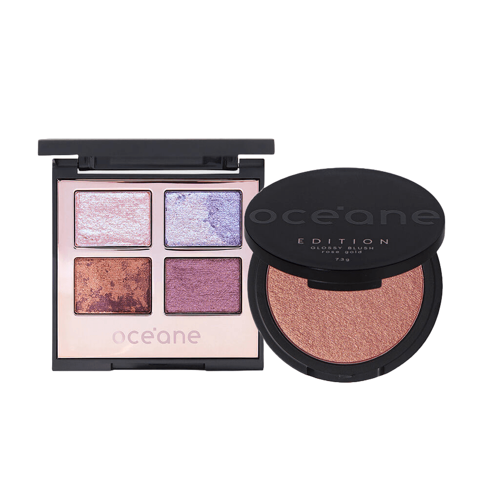 Kit Paleta de Sombras 4 Eyeshadow Palette Cosmic + Blush Cintilante Océane Edition