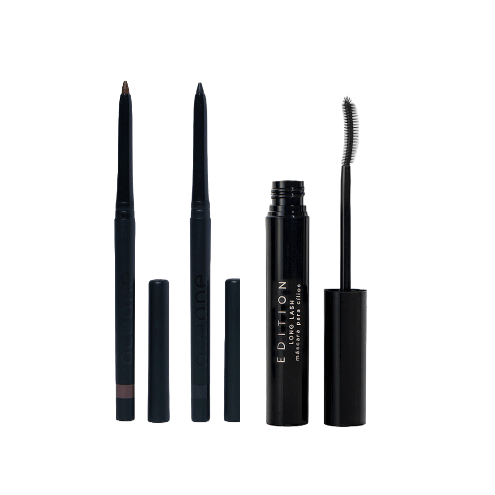 Kit Lápis de Olhos Marrom + Lápis de Olhos Preto + Máscara de Cílios Océane Edition