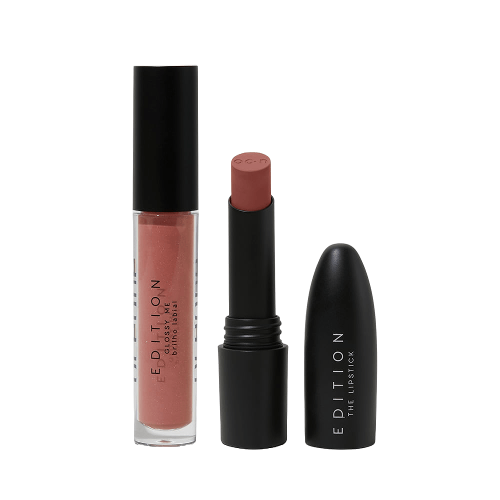 Kit Batom The Lipstick Nude Pink + Brilho Labial Glossy Me Shimmer Brown  Océane Edition