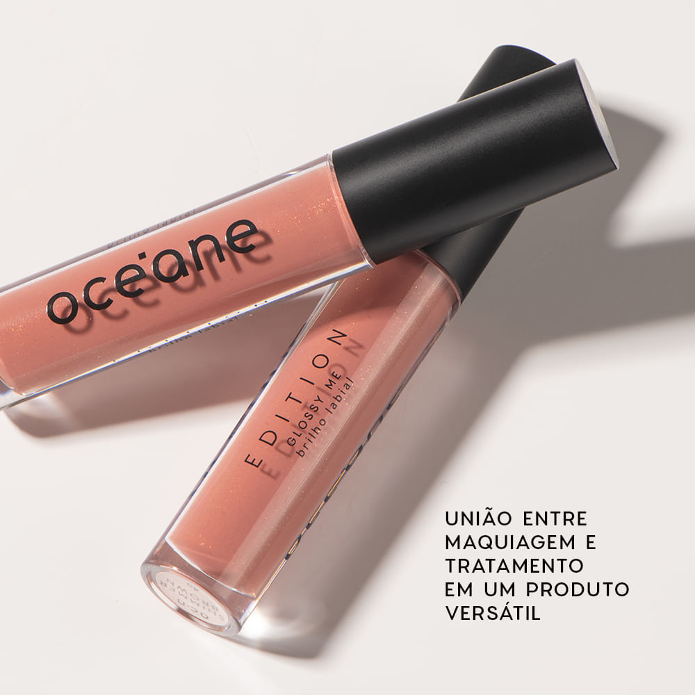 Kit Brilho Labial Transparente Glossy Me Glazed + Brilho Labial Nude Glossy Me Shimmer Brown Océane Edition