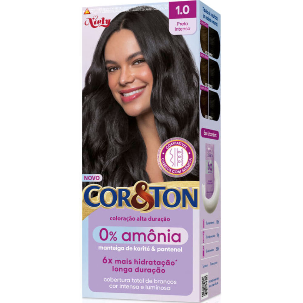 Tintura Cor & Ton 0% Amônia Preto Intenso 1.0