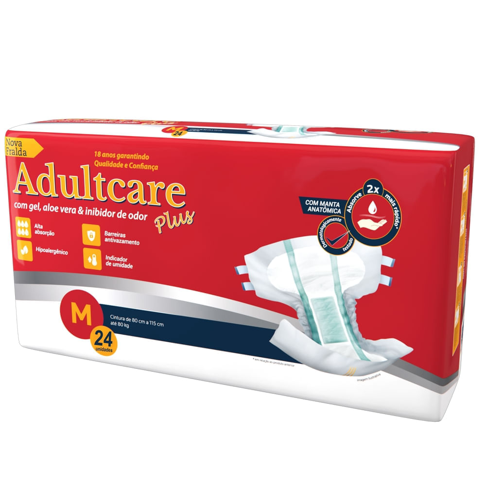 Fralda Geriátrica Adultcare Plus Pacote Com 26 Unidades Tamanho M