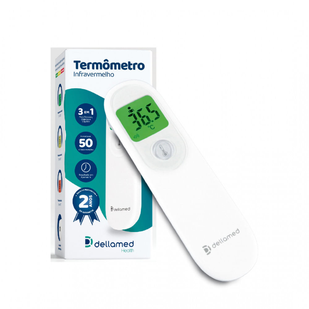 Kit Termômetro Infravermelho + Balança Digital Cinza Dellamed