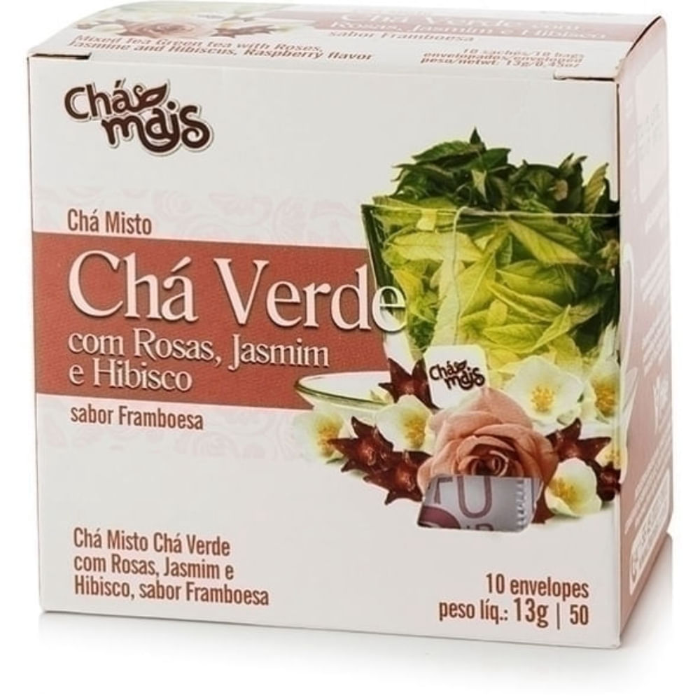 Chá Verde, Rosa, Jasmim e Hibisco 10 Sachês