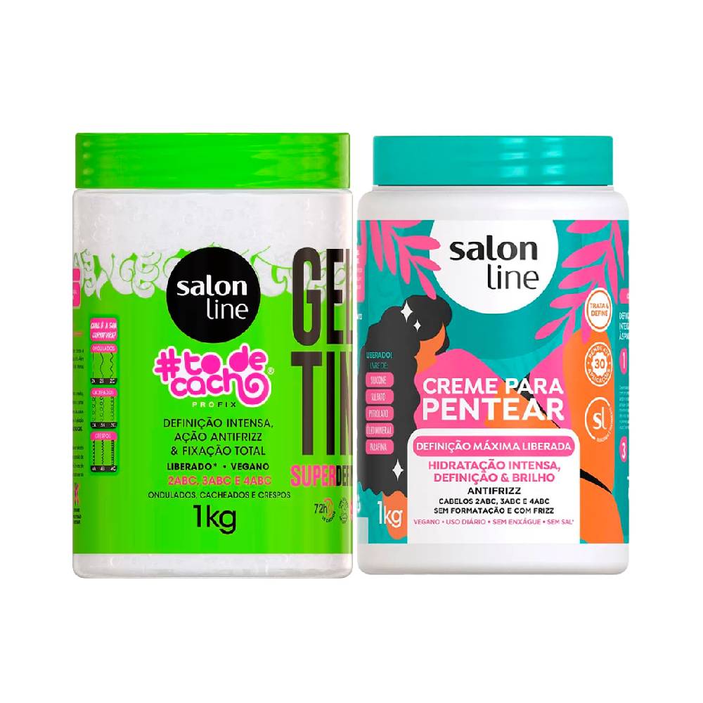 Kit Gelatina Salon Line #To De Cacho 1kg e Creme Para Pentear Salon Line Definição Máxima 1kg