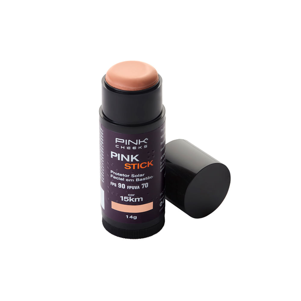 Protetor Solar Facial com Cor Pink Cheeks Pink Stick FPS 90 FPUVA 70 Pro15Km
