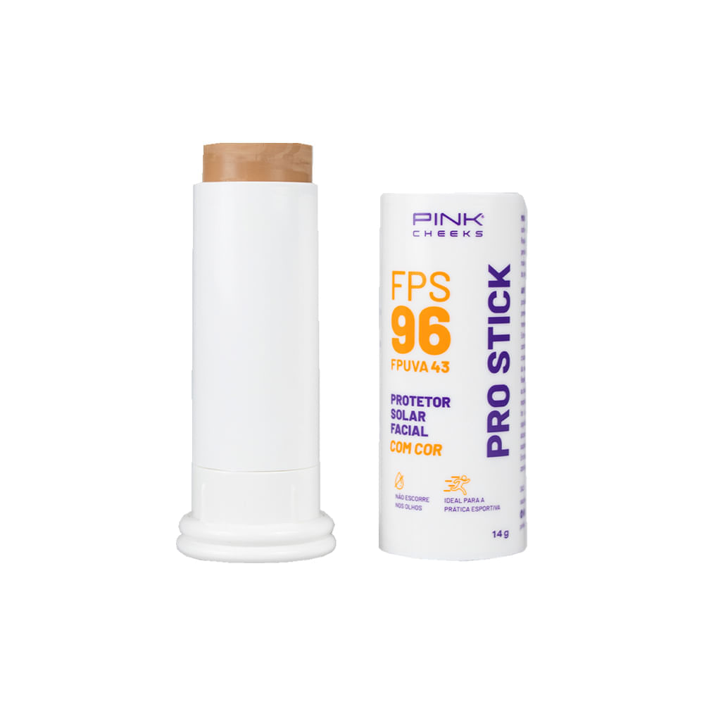 Protetor Solar Multifuncional Facial com Cor Pink Cheeks Pro Stick FPS 96 FPUVA 43 Pro15 14 g